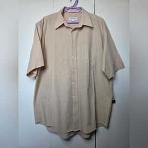☀️Joseph & Feiss Men's Neck 17 Tan Checkered Button Down Casual Shirt